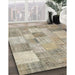 Machine Washable Contemporary Khaki Green Rug in a Family Room, wshcon434
