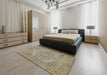 Machine Washable Contemporary DarkKhaki Green Rug in a Bedroom, wshcon436