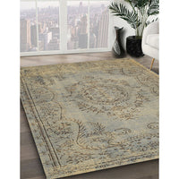 Contemporary Dark Khaki Green Modern Rug, con436