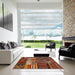 Square Machine Washable Contemporary Saffron Red Rug in a Living Room, wshcon437