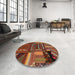 Round Machine Washable Contemporary Saffron Red Rug in a Office, wshcon438