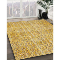 Contemporary Chrome Gold Yellow Modern Rug, con439