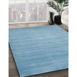Contemporary Denim Blue Modern Rug in Family Room, con43