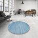 Round Machine Washable Contemporary Denim Blue Rug in a Office, wshcon43