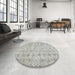 Round Contemporary Gray Modern Rug in a Office, con440