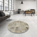 Round Machine Washable Contemporary Khaki Green Rug in a Office, wshcon442
