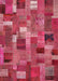 Contemporary Dark Pink Patchwork Rug, con445