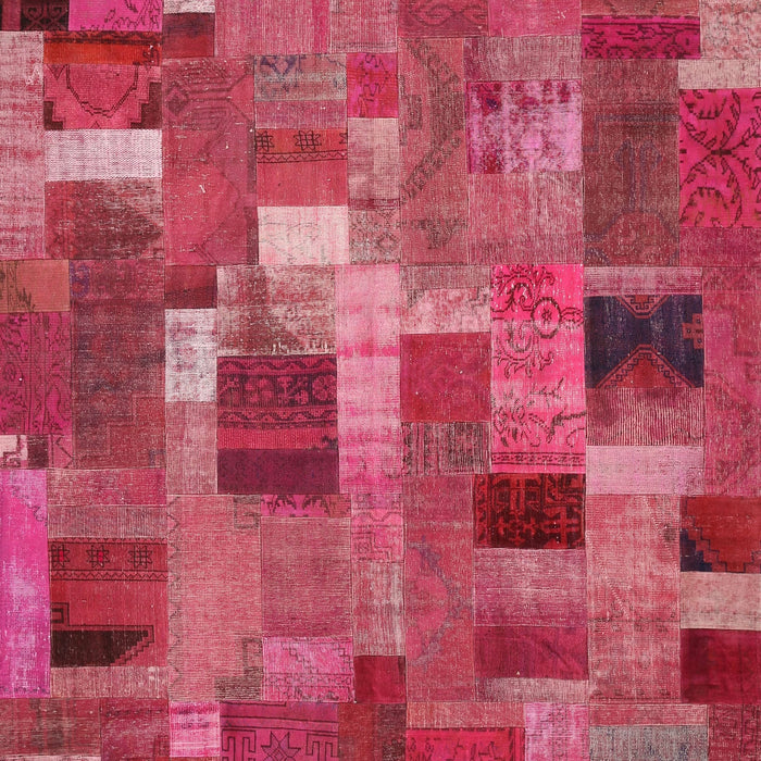 Contemporary Dark Pink Patchwork Rug, con445