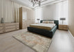 Contemporary Tan Brown Modern Rug in a Bedroom, con447