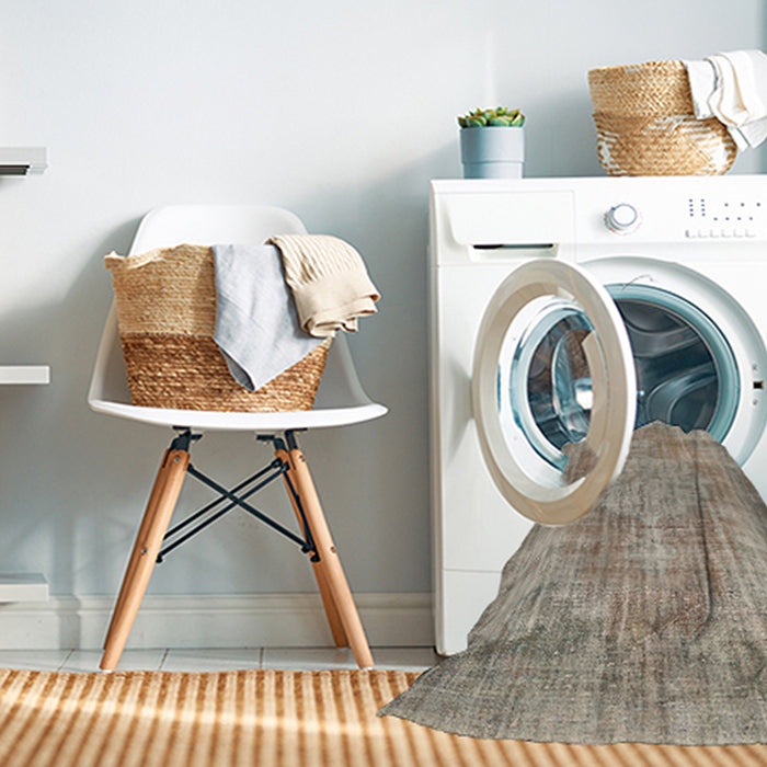 Machine Washable Contemporary Tan Brown Rug in a Washing Machine, wshcon447