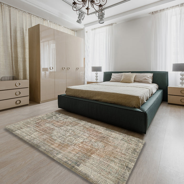 Machine Washable Contemporary Tan Brown Rug in a Bedroom, wshcon447