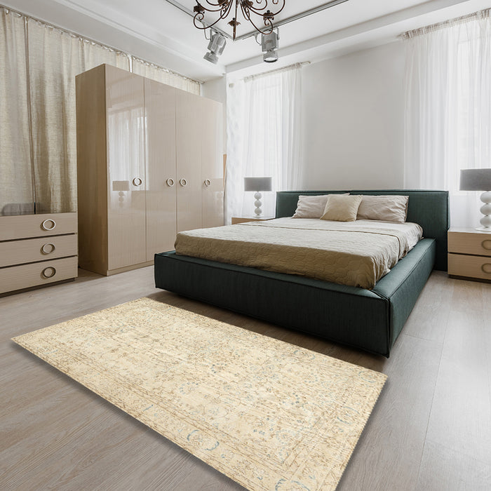 Machine Washable Contemporary Brown Rug in a Bedroom, wshcon450
