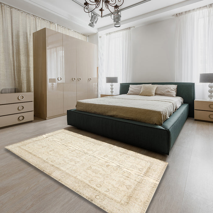Contemporary Brown Modern Rug in a Bedroom, con452