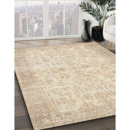 Contemporary Deep Peach Orange Modern Rug in Family Room, con453