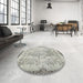 Round Machine Washable Contemporary Grey Gray Rug in a Office, wshcon456