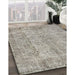 Contemporary Pale Silver Gray Modern Rug in Family Room, con457