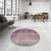 Round Machine Washable Contemporary French Lilac Purple Rug in a Office, wshcon458