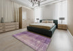 Machine Washable Contemporary French Lilac Purple Rug in a Bedroom, wshcon458
