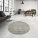 Round Contemporary Khaki Green Modern Rug in a Office, con459