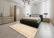 Machine Washable Contemporary Gold Rug in a Bedroom, wshcon460