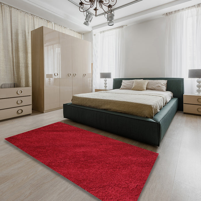 Machine Washable Contemporary Red Rug in a Bedroom, wshcon463