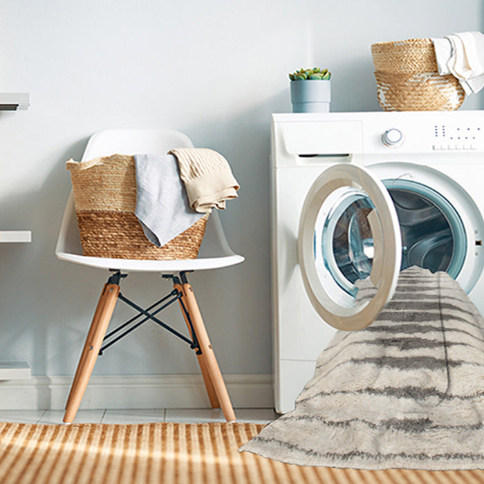 Machine Washable Contemporary Champagne Beige Rug in a Washing Machine, wshcon467