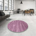 Round Contemporary Pink Modern Rug in a Office, con468