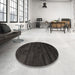 Round Machine Washable Contemporary Western Charcoal Gray Rug in a Office, wshcon469