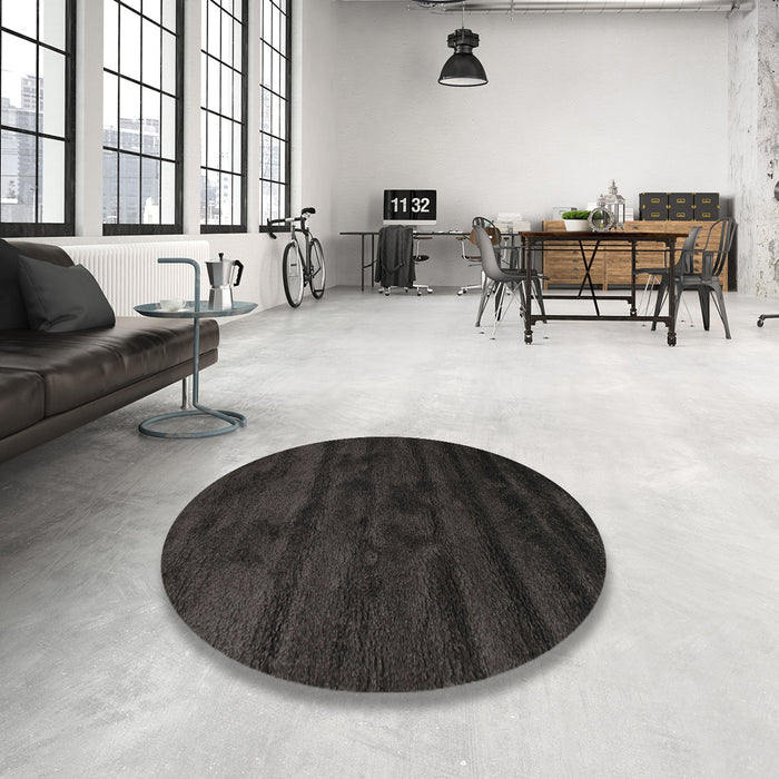 Round Contemporary Charcoal Gray Modern Rug in a Office, con469