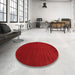 Round Contemporary Red Modern Rug in a Office, con46