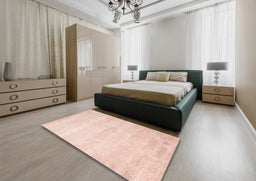 Contemporary Deep Peach Orange Modern Rug in a Bedroom, con470