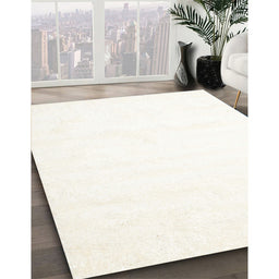 Contemporary Soft Ivory Beige Solid Rug in Family Room, con472