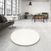 Round Machine Washable Contemporary Soft Ivory Beige Rug in a Office, wshcon472