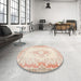 Round Machine Washable Contemporary Wheat Beige Rug in a Office, wshcon473