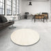 Round Machine Washable Contemporary Soft Ivory Beige Rug in a Office, wshcon476