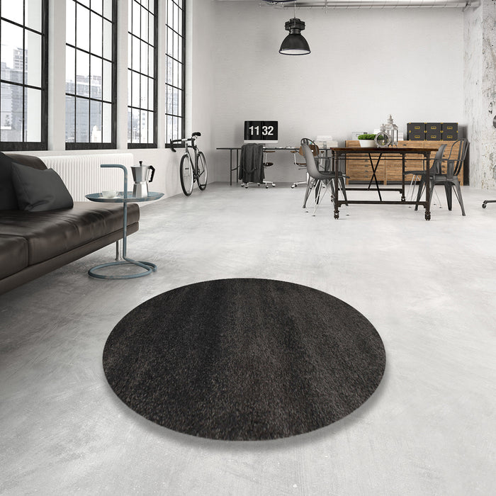 Round Contemporary Mid Gray Modern Rug in a Office, con477