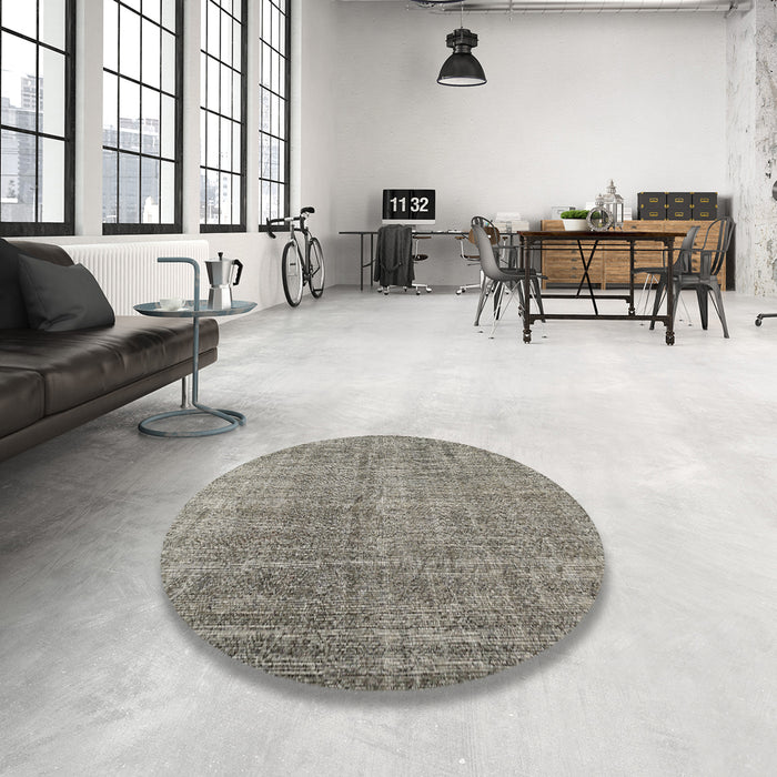 Round Contemporary Sage Green Modern Rug in a Office, con479