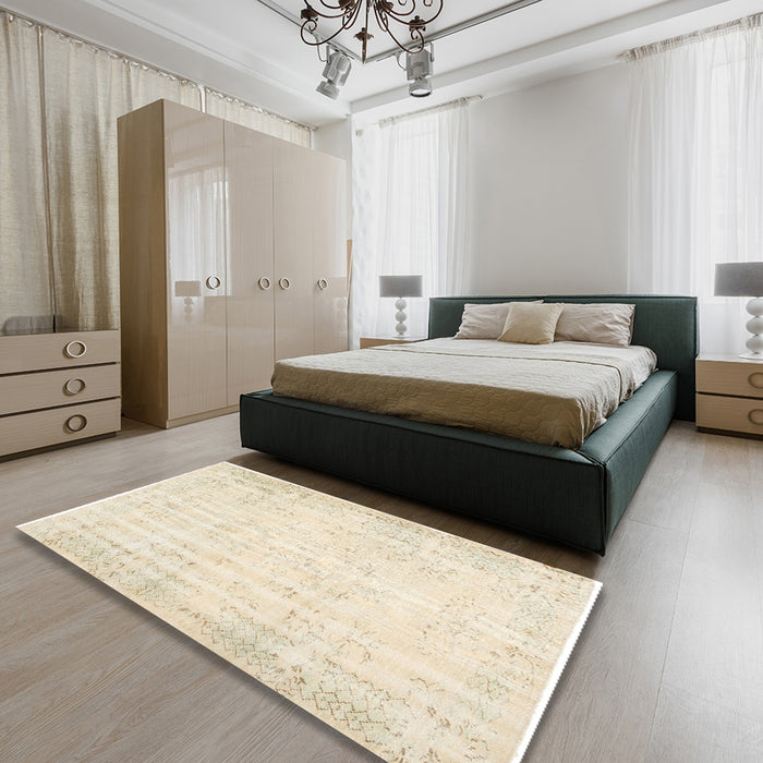Contemporary Brown Modern Rug in a Bedroom, con484
