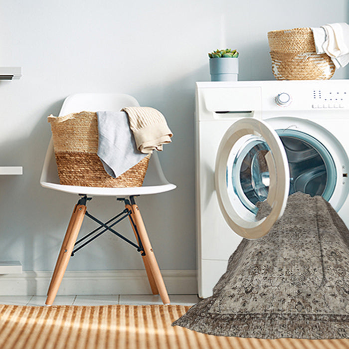 Machine Washable Contemporary Brown Rug in a Washing Machine, wshcon488