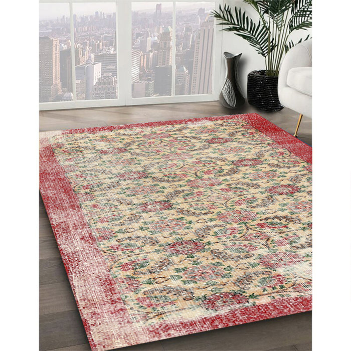 Machine Washable Contemporary Desert Sand Beige Rug in a Family Room, wshcon490