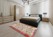 Contemporary Desert Sand Beige Modern Rug in a Bedroom, con490