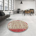 Round Contemporary Desert Sand Beige Modern Rug in a Office, con490