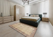 Machine Washable Contemporary Khaki Gold Rug in a Bedroom, wshcon491