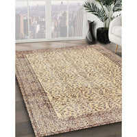 Contemporary Khaki Gold Modern Rug, con491