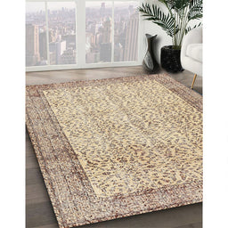 Machine Washable Contemporary Khaki Gold Rug in a Family Room, wshcon491