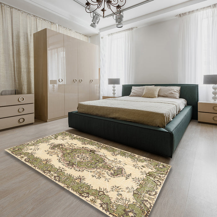 Contemporary Brown Modern Rug in a Bedroom, con492