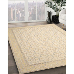 Machine Washable Contemporary Khaki Gold Rug in a Family Room, wshcon497