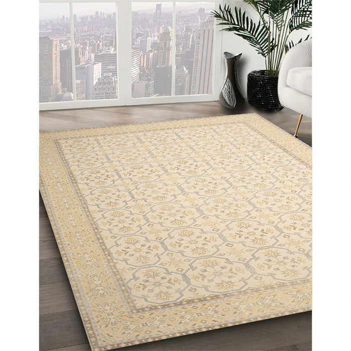 Machine Washable Contemporary Khaki Gold Rug in a Family Room, wshcon497