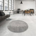 Round Contemporary Gunmetal Gray Modern Rug in a Office, con498