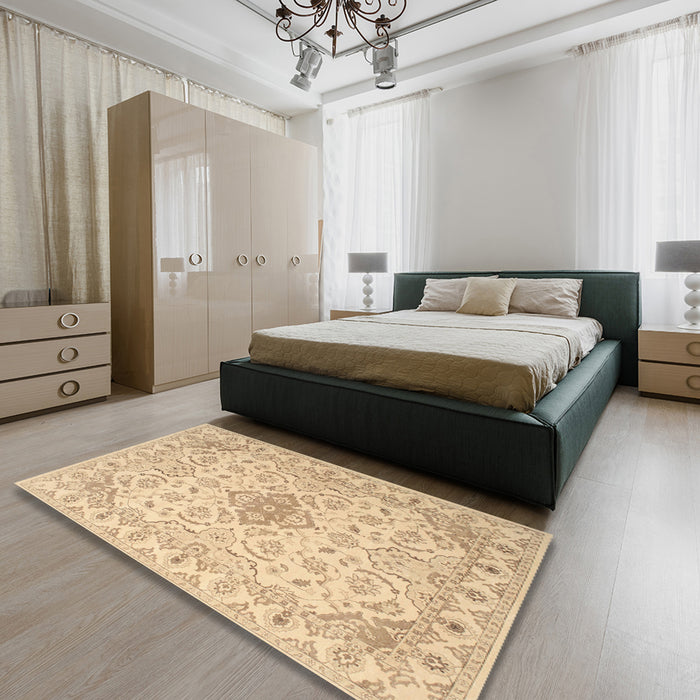 Machine Washable Contemporary Sand Brown Rug in a Bedroom, wshcon499